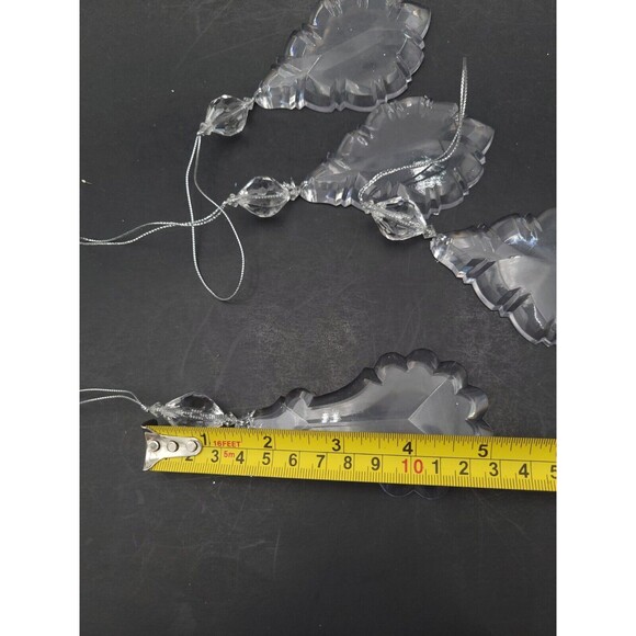 Lot of 8 Clear Acrylic Christmas Ornaments Diamond Silver Hanging Thread Variety - Picture 8 of 8